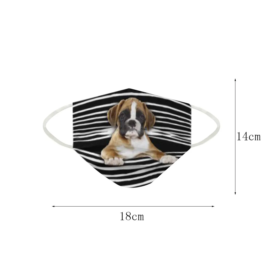 

3D Dog Print Unisex Masks Unisex Fashion Mouth Face Cover Funny Mouth-muffle Washable Reusable Mask With Filters Pocket
