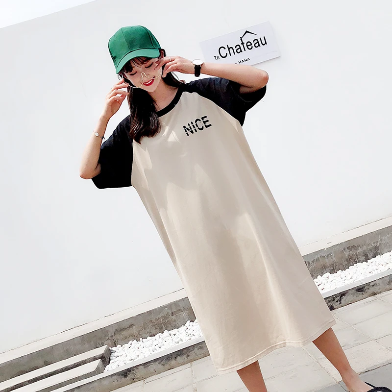 

DRESS LADIES MID-LENGTH 2021 SUMMER NEW CASUAL LOOSE SHORT-SLEEVED SKIRT