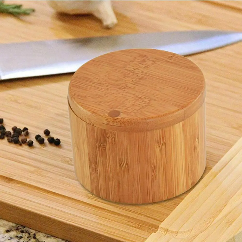 HOT SALE Kitchen Bamboo Natural Salt Shaker Household Spice Bottle With Lid Storage Box Accessories Seasoning Jar Wood | Дом и сад