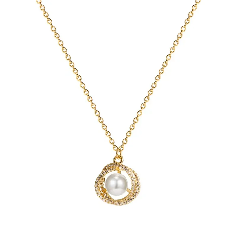 

Pandora Sweet Pearl Pendant Necklace Women's Wedding Luxury Bead Lasso Gold Long Chain Necklace Jewelry Gift