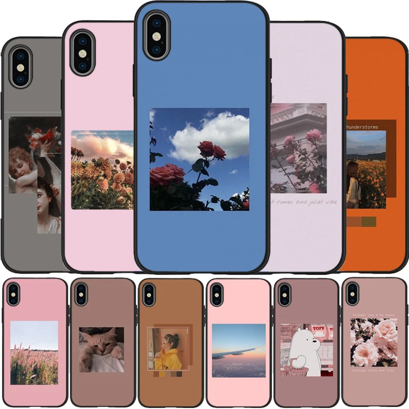 Блокировка экрана эстетичный черная крышка чехол для телефона из мягкого