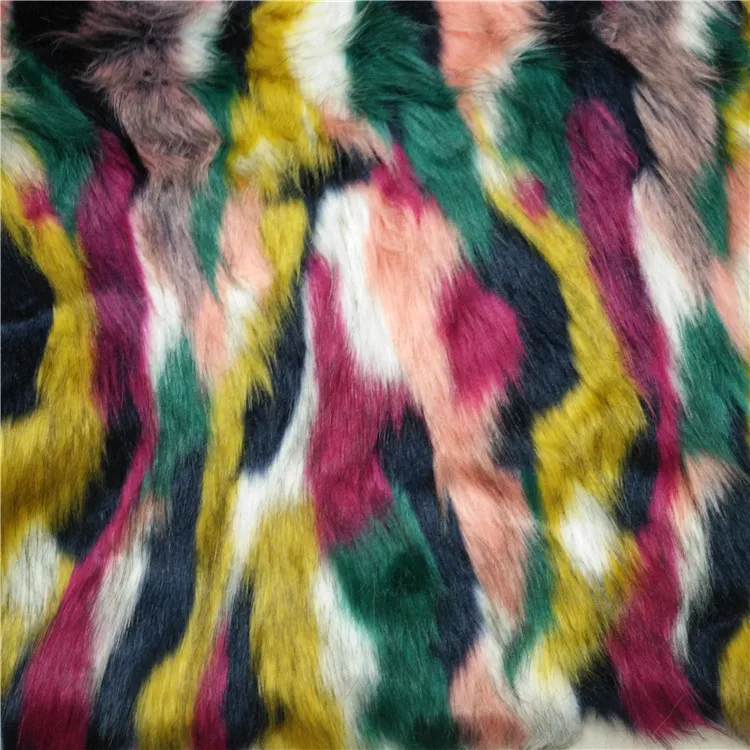 

1yard 5CM long pile Fox Fur Jacquard Simulation artificial smooth plush faux fur fabric for coat vest fausse fourrure tissu