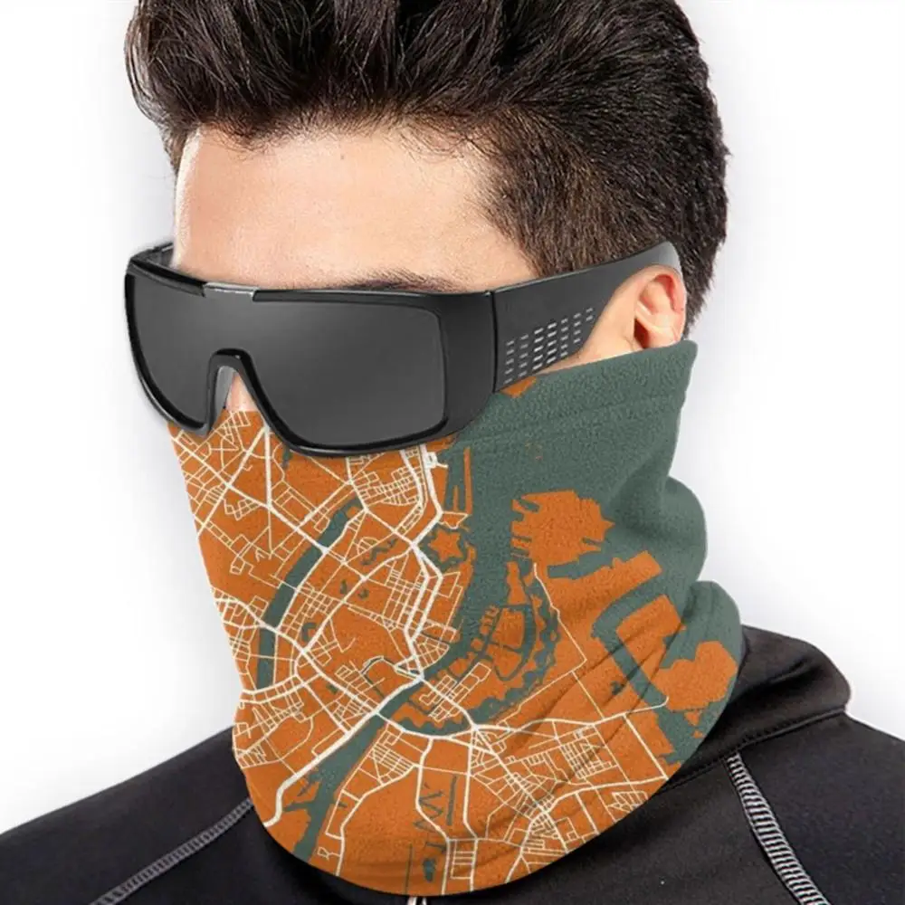 Копенгагенская карта Дании | Оранжевый цвет Карта города микрофибра для шеи