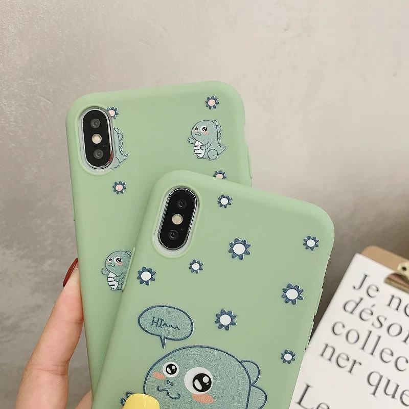 Забавный динозавр чехол для телефона iPhone 7 8 Plus TPU силиконовая задняя крышка X XR XS Max