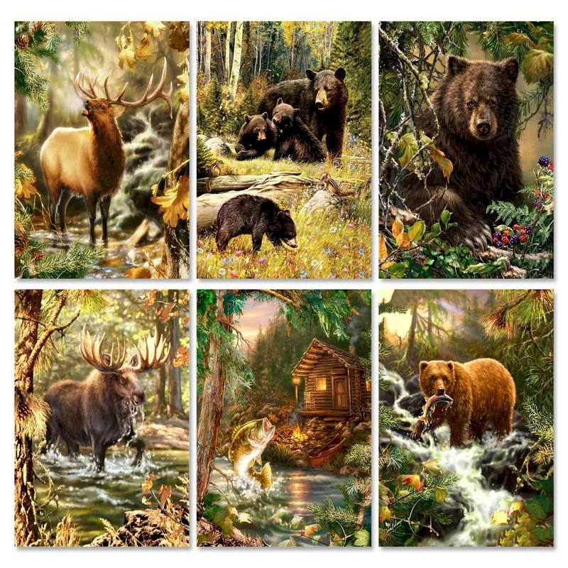 

GATYZTORY Paint By Number Animal DIY Pictures By Numbers Bear Kits Hand Painted Painting Art Gift Drawing On Canvas Home Decor