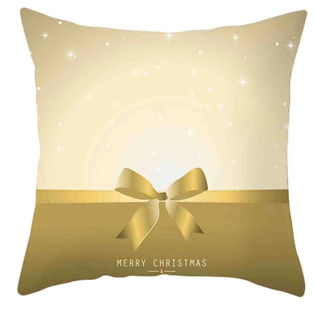 Золотые наволочки с рождественскими узорами 45x45 см Рождественский колокольчик