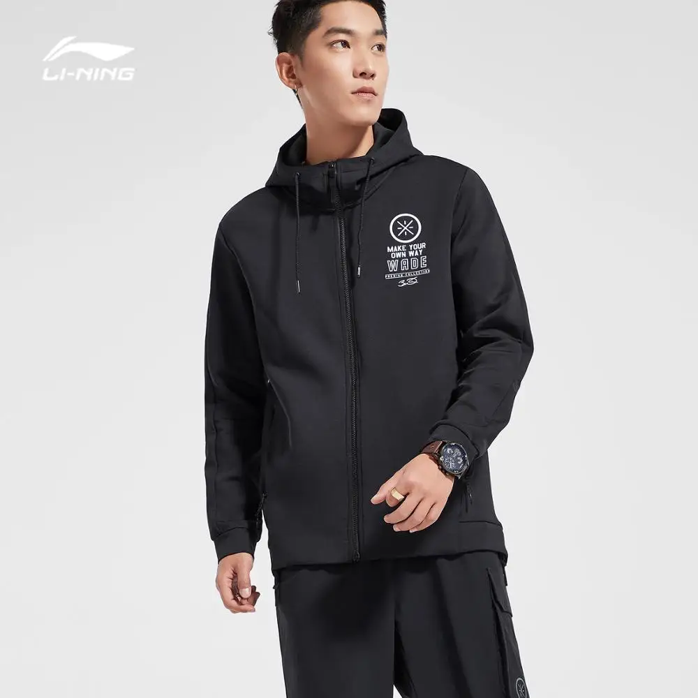 Li-Ning мужская толстовка с капюшоном серии Уэйд 48% полиэстер 42% хлопок 10% спандекс