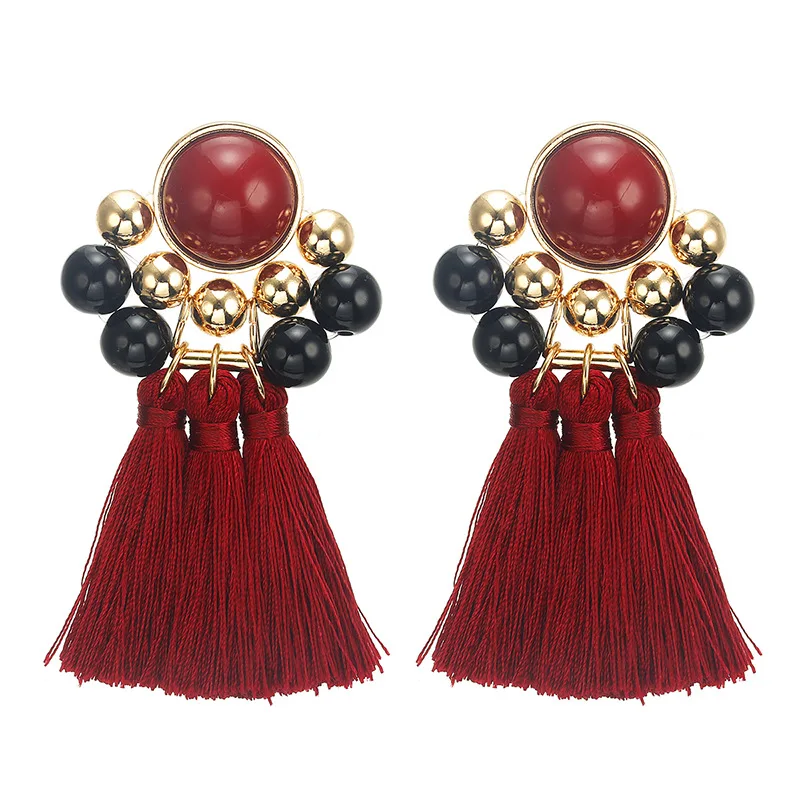 

New Exaggerated Earrings Female Alloy Tassel Resin Earrings Korea Fashion Earrings for Women 2021 Wholesales Jewelry