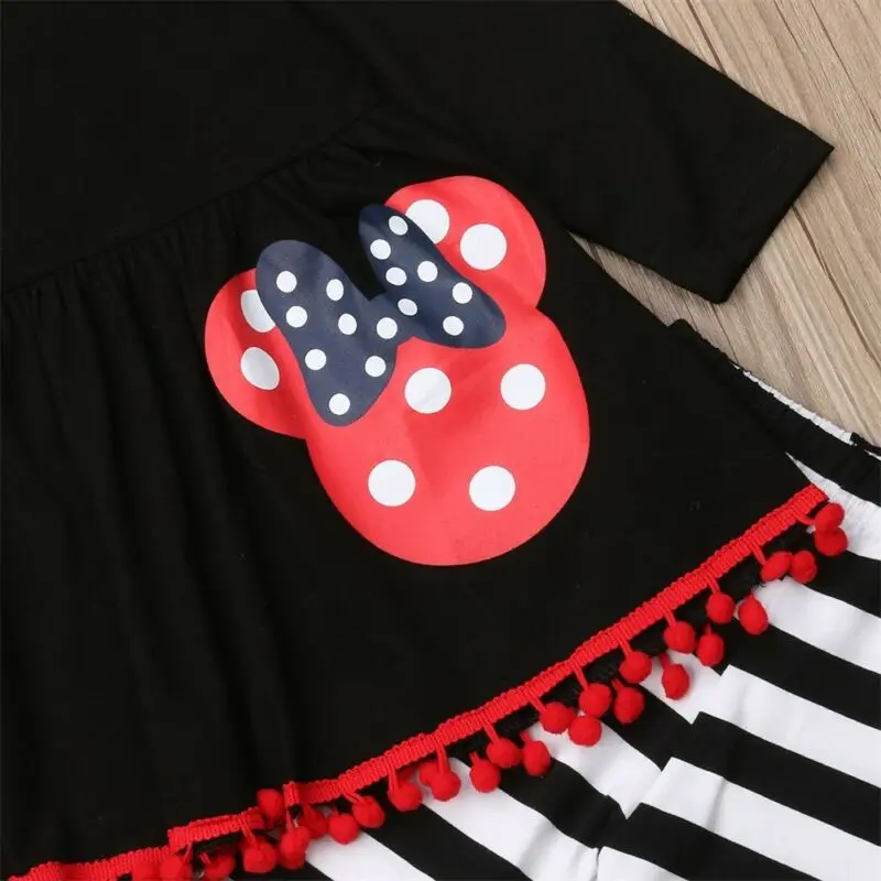 Cartoon Toddler Kids Baby Girls Autumn Clothes Long Sleeve T-shirt Tops Dress+Strap Pants Leggings Tousers 2PCS Outfits Set 2-7T | Детская