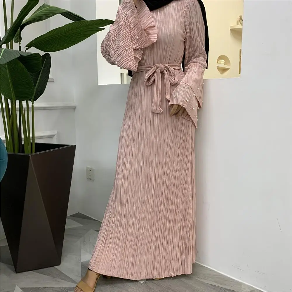 Новейший дизайн 2020 года скромная вечерняя одежда с длинными рукавами и жемчугом