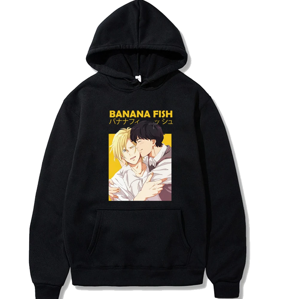 

Толстовка с капюшоном для мужчин и женщин, Свитшот в стиле аниме Банановая рыба, забавная уличная одежда Манга, пуловер, худи