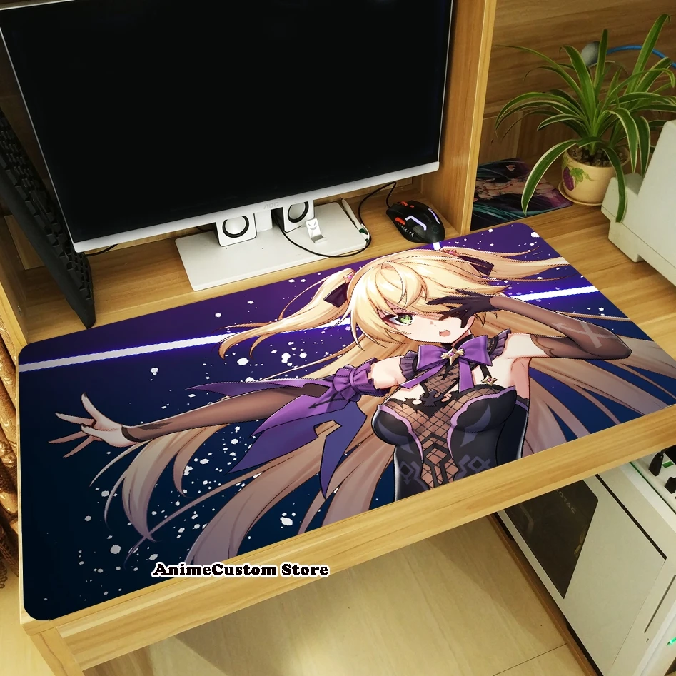 

Anime Genshin Impact Fischl Amy Large Thicken Mouse Pad Laptop Gaming Mice Mat Keyboard Mat Anti-Slip Playmat Otaku Decor