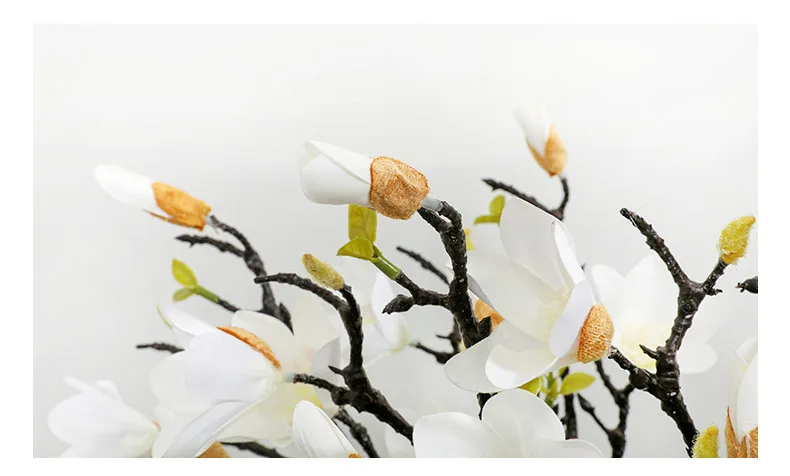 6 unids/lote simulaci&oacute;n Magnolia flores para vivir casa habitaci&oacute;n Decoraci&oacute;n de mesa de boda de Magnolia flores de seda de las ramas-5