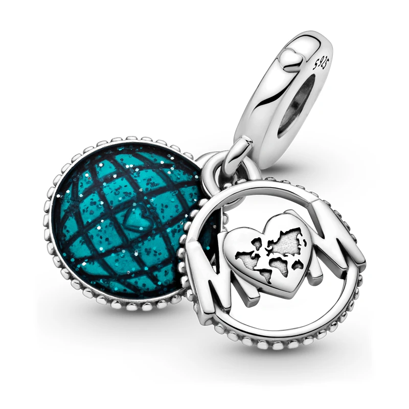 

Silver Mom Mum Gift 925 Sterling Silver Glitter Globe Mum Dangle Charm Beads fit for Original Bracelet Bangle Silver 925 Jewelry