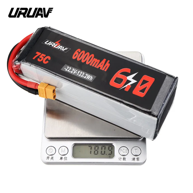 Оригинальный URUAV 22 2 V 6000 мА/ч 75C 6S Lipo Батарея XT60 разъем для 600 700 800 RC вертолет DIY