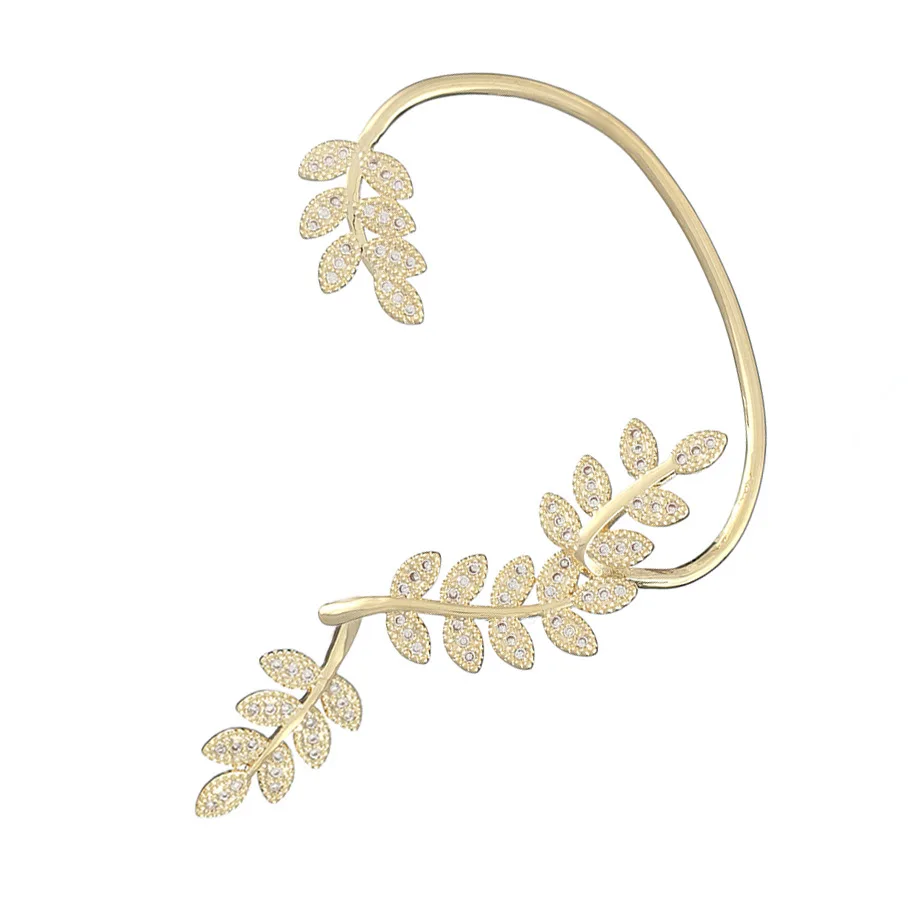 

Shiny Side New Accessories Crystal Leaves Stud Earrings for Women Fashion Jewelry 1 Pcs Elegant Zirconia Earrings