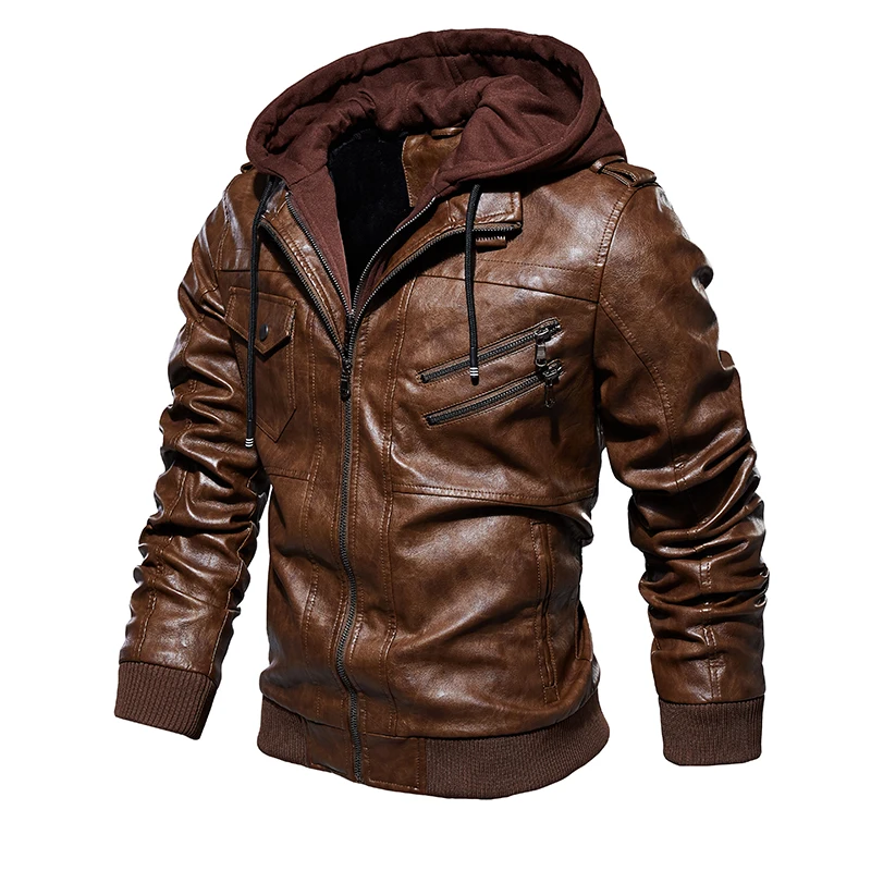 

Мужские кожаные куртки, новинка зимы 2022, повседневная мотоциклетная куртка из искусственной кожи, байкерские кожаные пальто, европейская в...