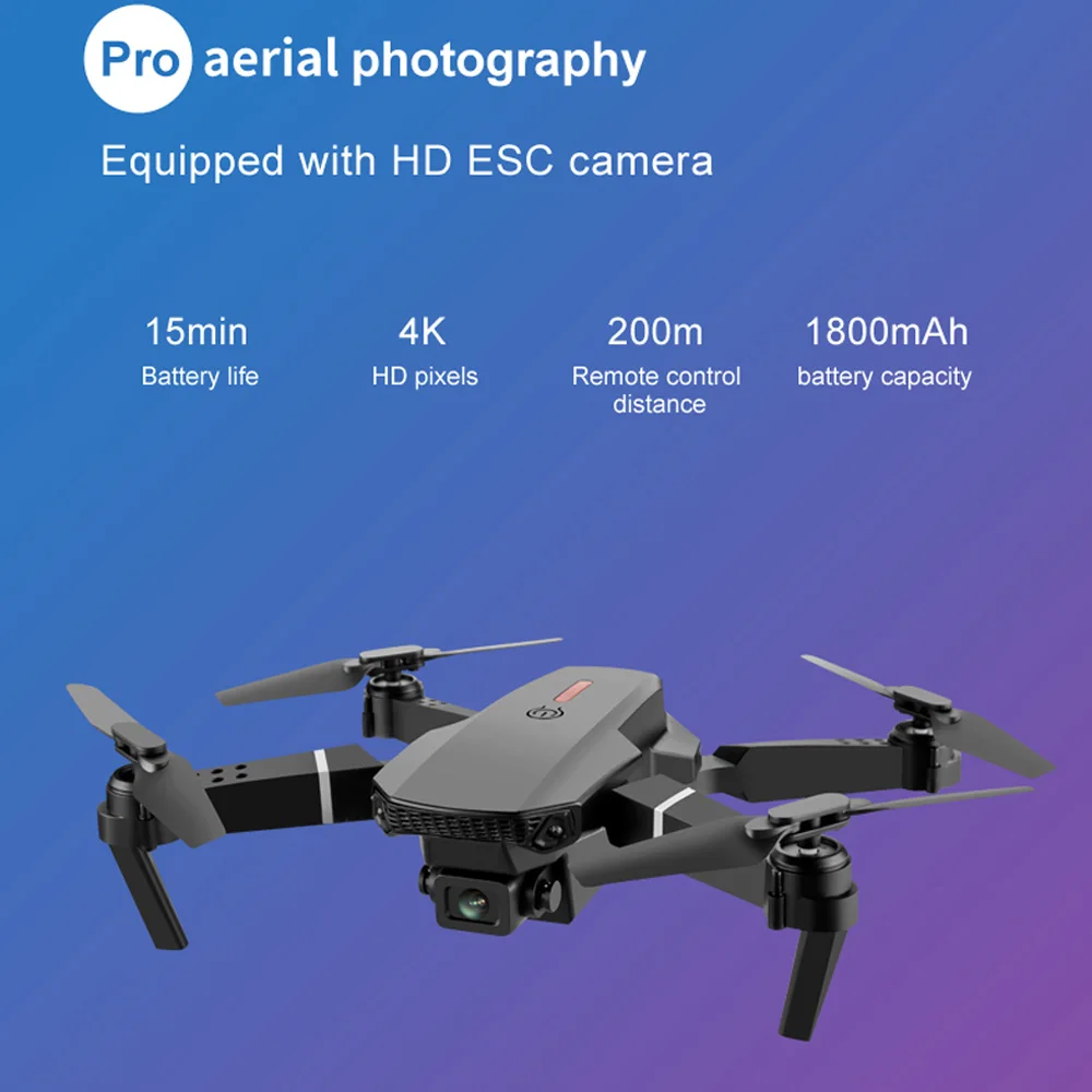 мини дрон fema e88 pro с камерой 4k hd 1080p wi fi fpv free global