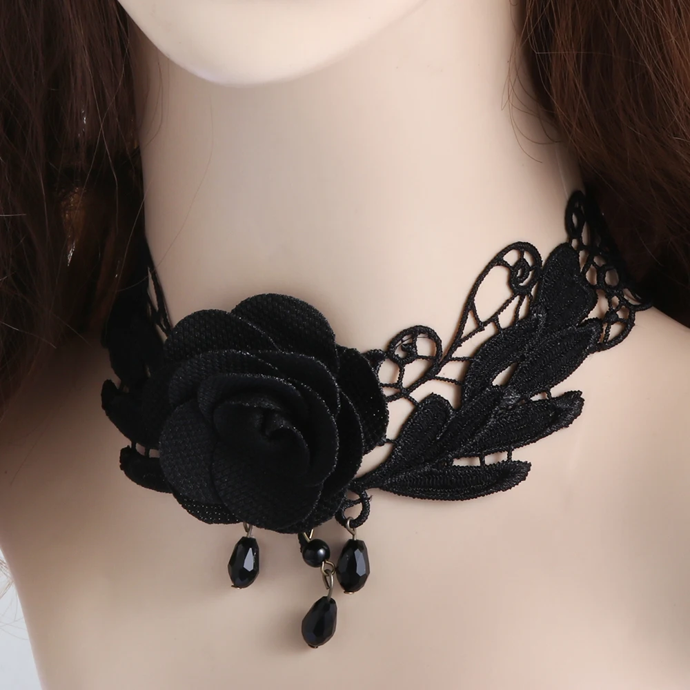 Ожерелье чокер женское черное кружевное пикантное ожерелье в готическом стиле