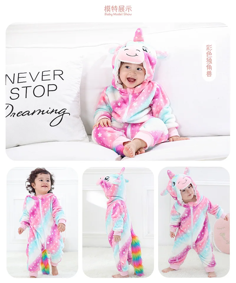 Baby Cartoon Romper Newborn Hooded Infant Clothing Boys Girls Pajamas Animal Onesie Jumpsuit Panda Costumes Flannel Baby Rompers