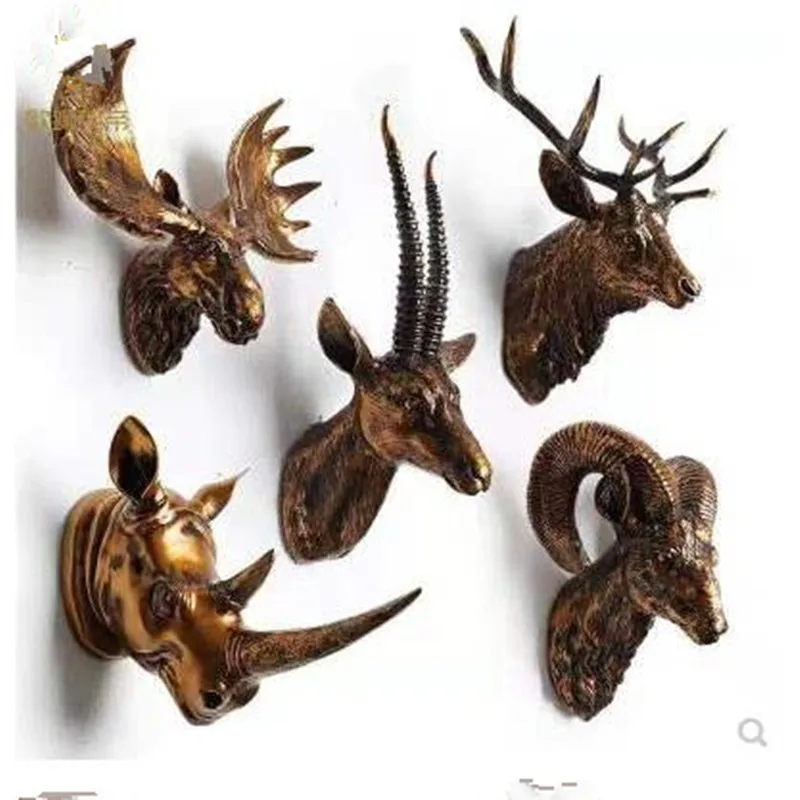 Three-dimensional animal head wall hanging stickers rhino sheep bull home office decoration crafts | Дом и сад