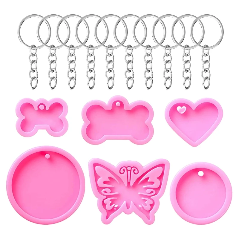 

DIY Round Pet Listed Pendants Butterfly Heart Keychain Epoxy Resin Silicone Mold 87HC