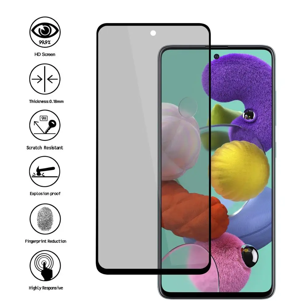 

Full Privacy Tempered Glass For Samsung Galaxy A11 A41 A51 A71 A81 A91 Anti Spy Screen Protector For Note 10 S10 Lite Glass Film