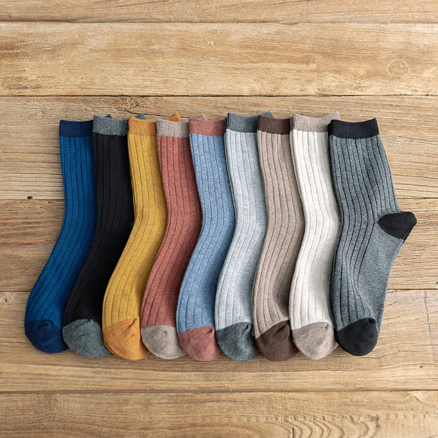 

Socks Men Ins Tide Stockings Color Matching Cotton Socks Trend Korean Style College Style Autumn and Winter Sports Men's Socks