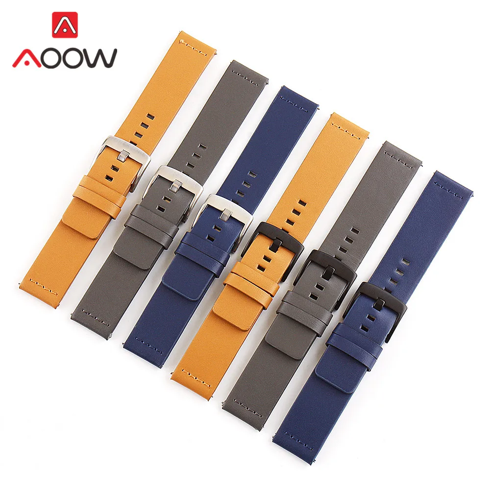 

18mm 20mm 22mm 24 Leather Watchband for Samsung Galaxy Watch Active2 S2 S3 Amazfit Huawei GT 2 Quick Release Bracelet Band Strap
