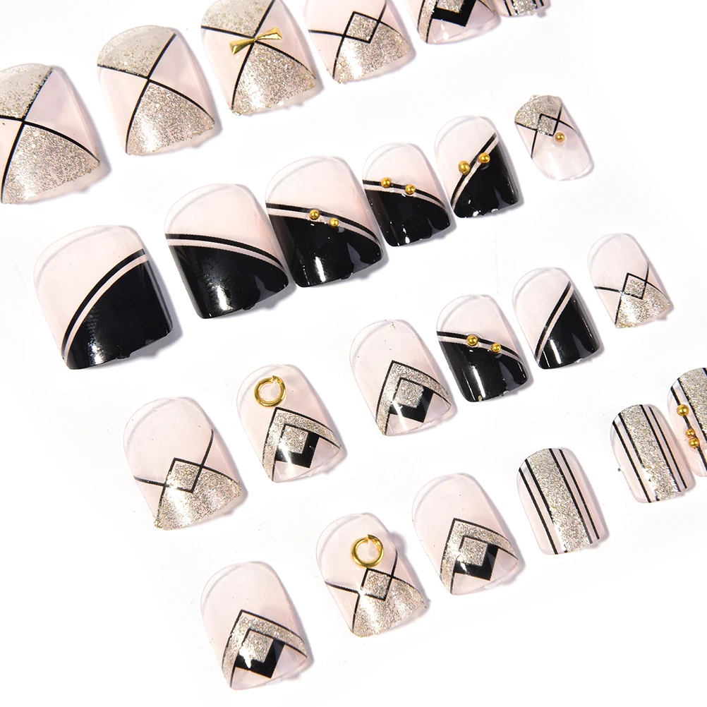 24 шт. Натуральные Французские короткие накладные ногти для дизайна ногтей гроба