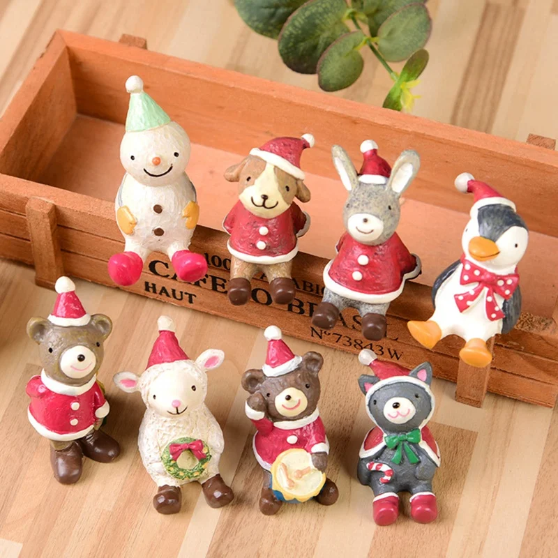 

Christmas Small Animal Santa claus penguin Resin Ornaments Home Decoration Cute Resin Gifts Christmas Family Home Decoration