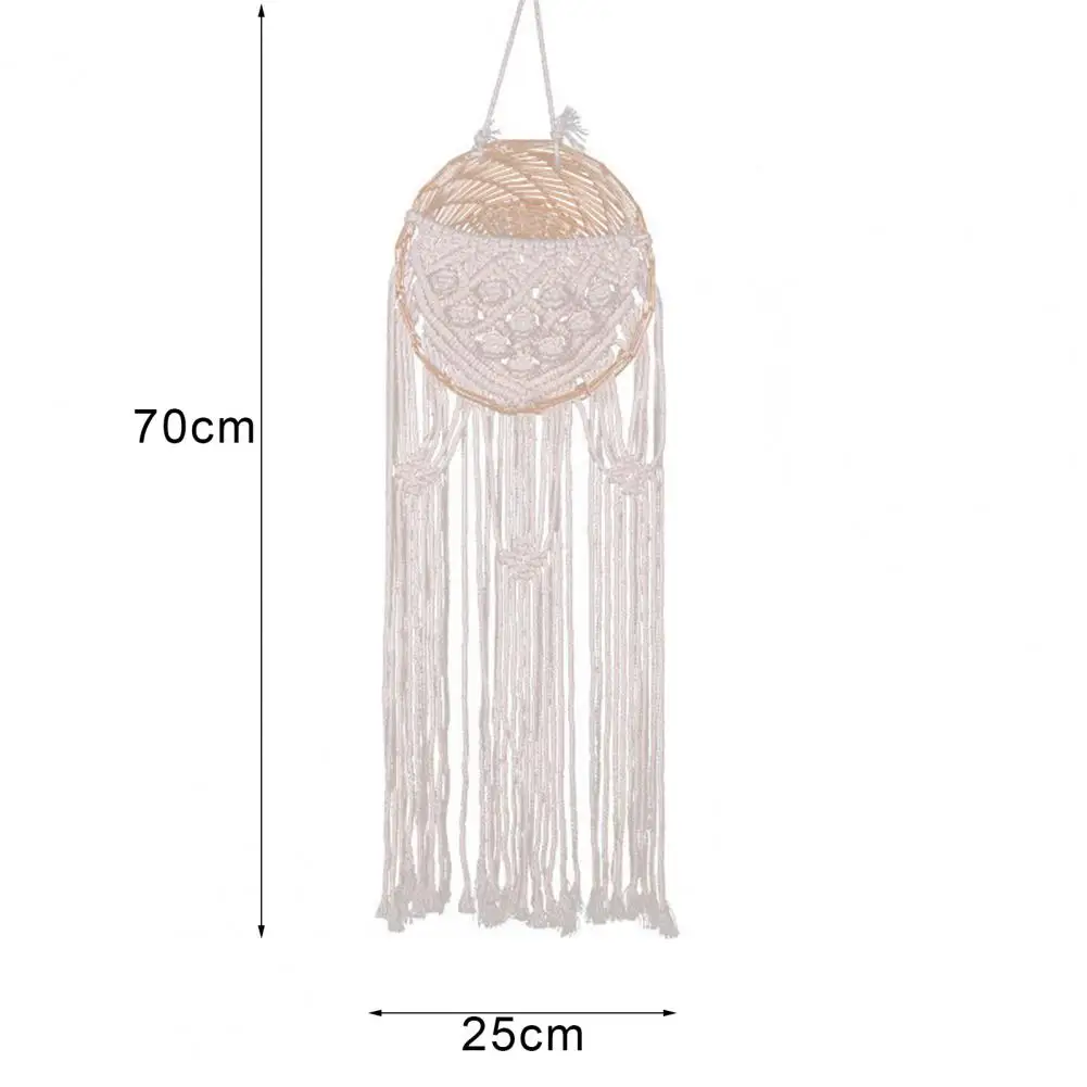 

Hand-Woven Tapestry Handmade With Tassels Cotton Line Retro Style Wall Hanging Wicker Basket Net Bag Flower Basket Home Decor
