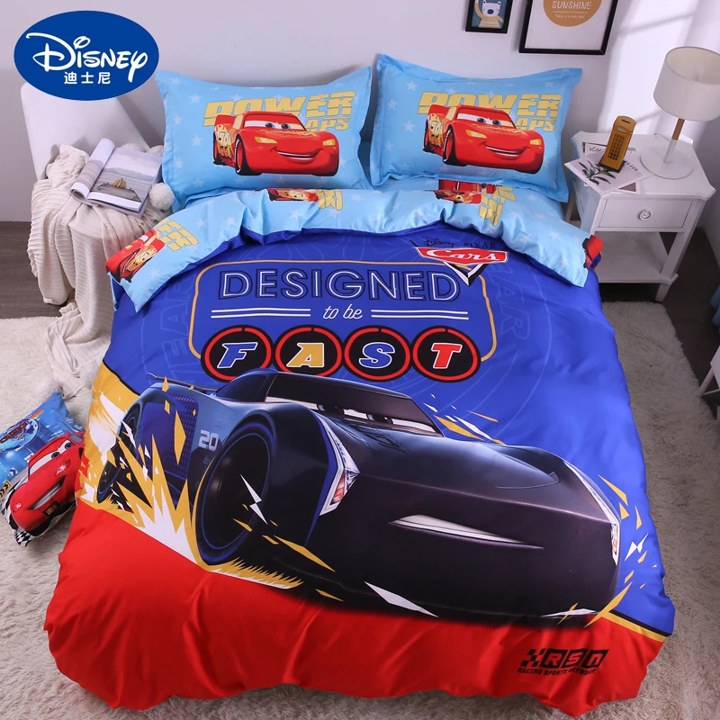 Disney Hot Lightning McQueen Car Patch Bedding Set Duvet Quilt Cover Pillowcase Sheet Boy Bedroom Decoration Home Textile