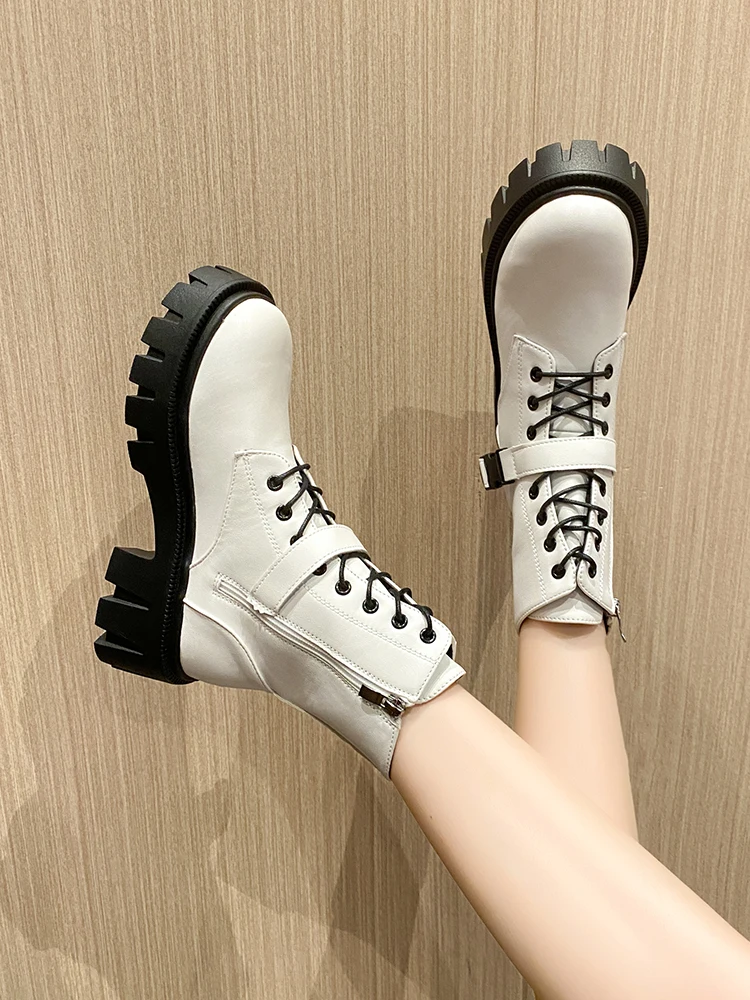 

Женские ботинки на молнии, с круглым носком, на высоком каблуке