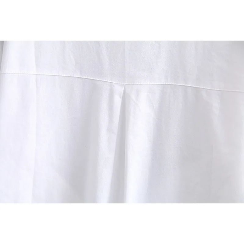 

Plus Size Women's Full Cotton A-line Blouse Long Sleeved Turn-down Collar Solid Simple Officewear Blusas Female Long Tops