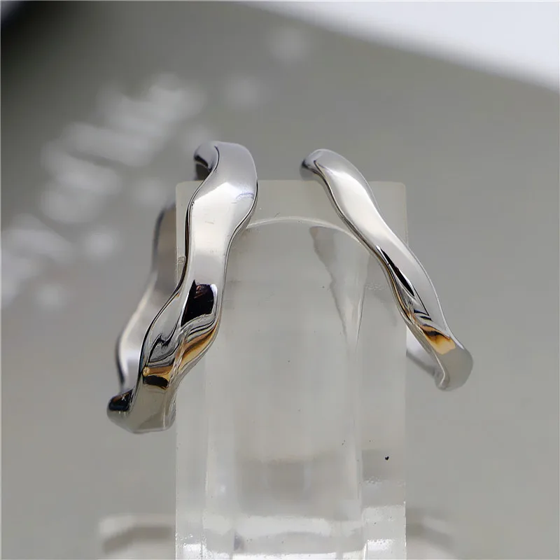 

Dropshipping Love ring Fashion Polished Stainless steel wavy finger Wedding Band couple rings Boyfriend gift OSR374