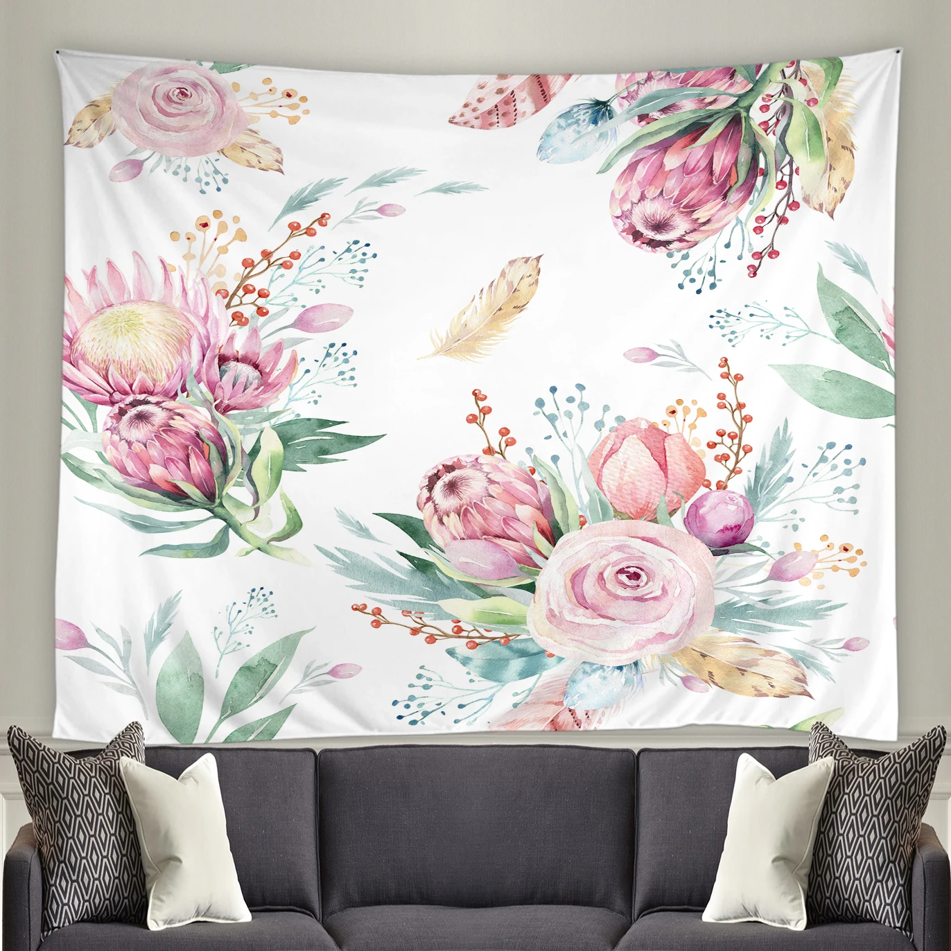 

Tapestry Wall Hanging Colorful Natural Scenery Plant Flowers Travel Mattress Studio Living Room Art Decor