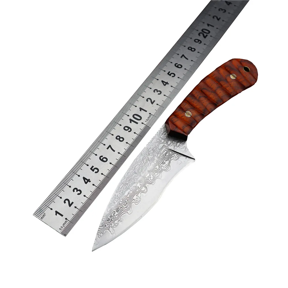 MASALONG Damascus VG10 Steel Fixed Blade Straight Knife High Hardness Rescue Tools Outdoor Camping Tactical Knives Kni178