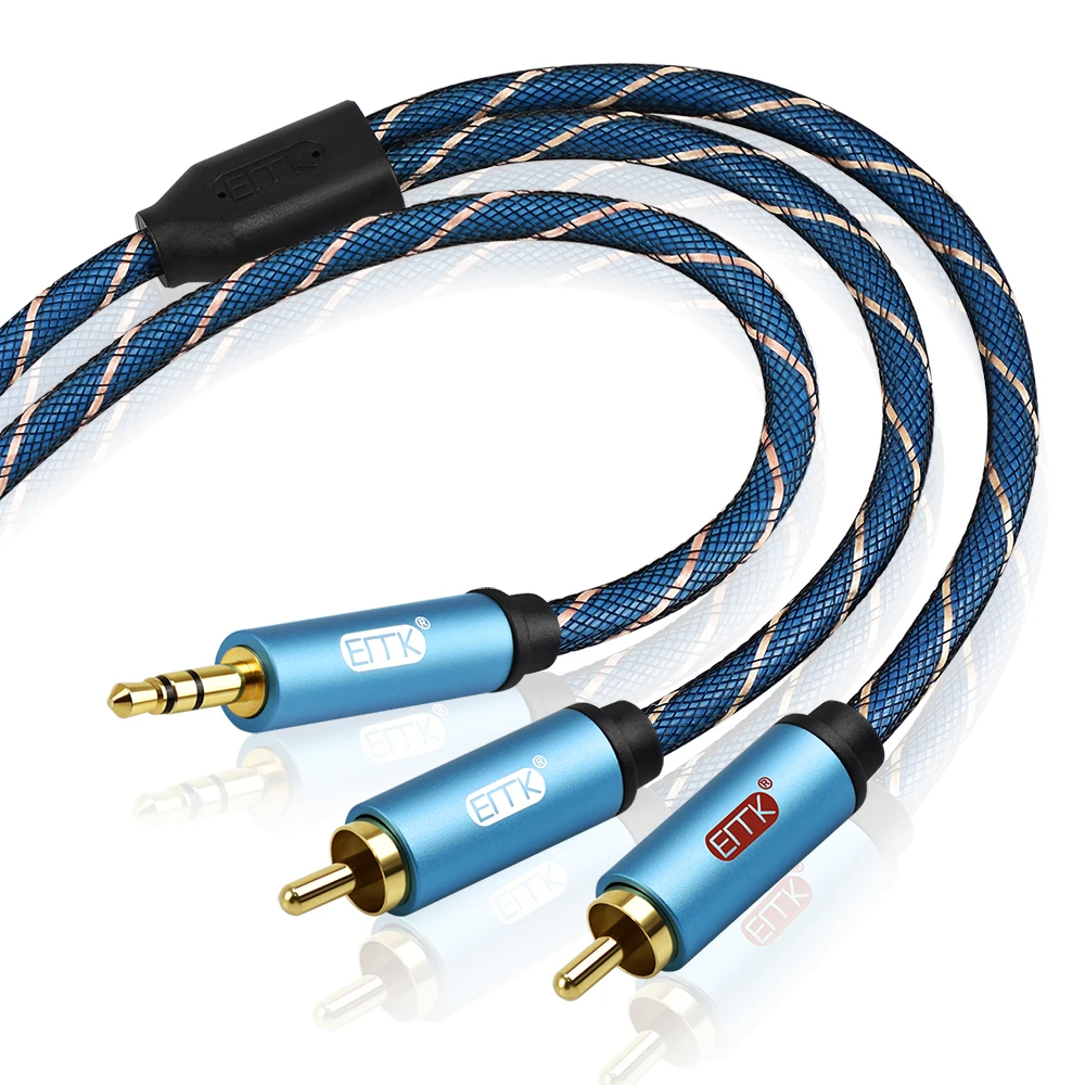 EMK AUX 3 5 мм до 2 RCA аудио штекер кабель со штыревыми соединителями на обоих концах