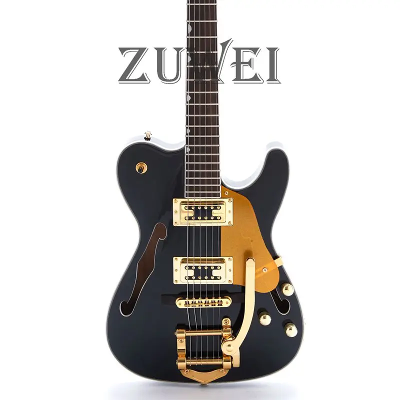 

Custom Shop Semi Hollow Body TL Electric Guitar Gold Hardware Set In Joint Black Color