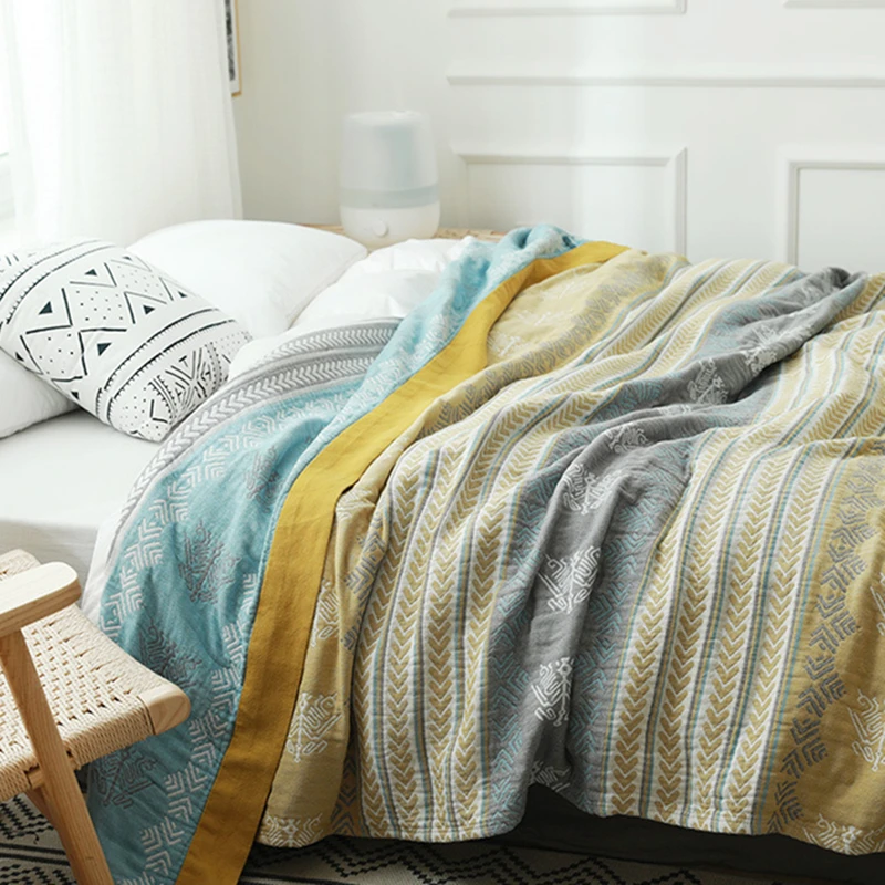 للبيع 100% القطن الشاش الصيف غرف مكيفة الهواء منشفة من القطن الثقيل طباعة الميكانيكية غسل غطاء تنفس D20