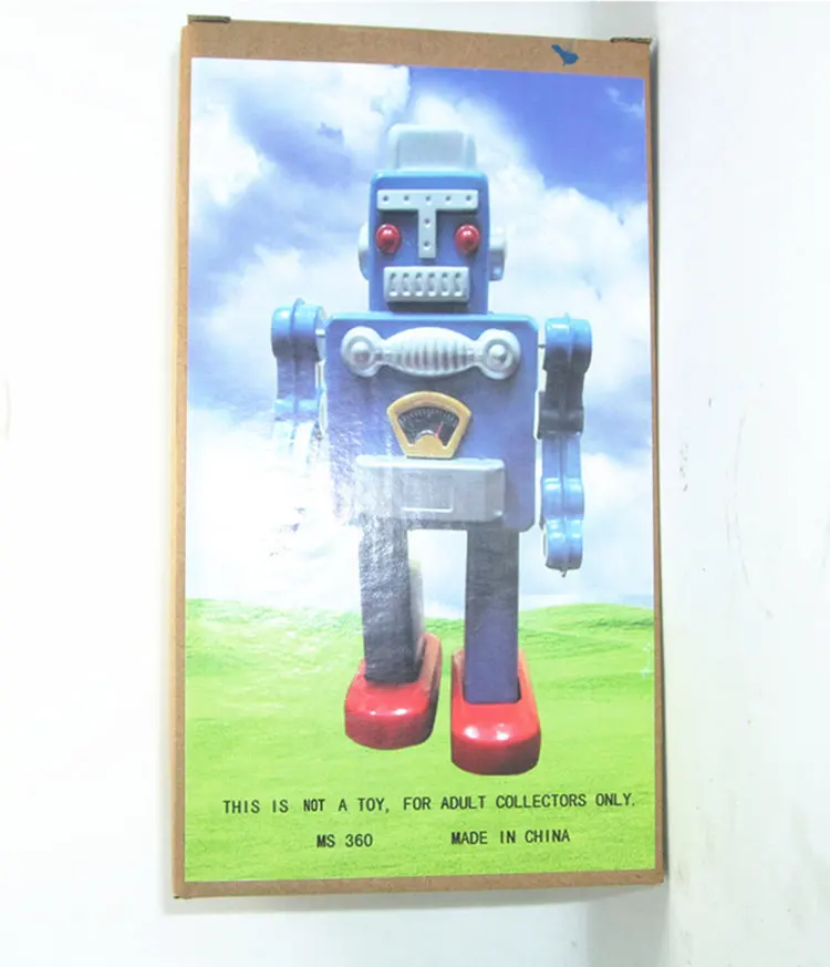 

[Funny] Adult Collection Retro Wind up toy Metal Tin The robot Mechanical toy Clockwork toy figures model kids christmas gift