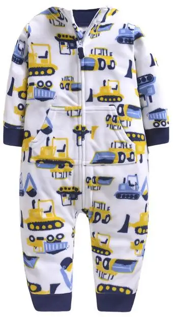 Детские комбинезоны; пижамы с единорогом для девочек; bebes; флисовый комбинезон; зимняя одежда для малышей; Весенний костюм для маленьких мальчиков; Камуфляжный костюм; 9-24 месяца - Цвет: White truck