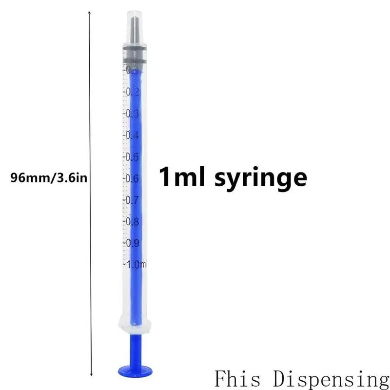 Blue 1ml/1cc Luer Slip Tip Syringe with Caps Without Needle for Pet Feeding and Industrial Use Pack of 10 | Дом и сад