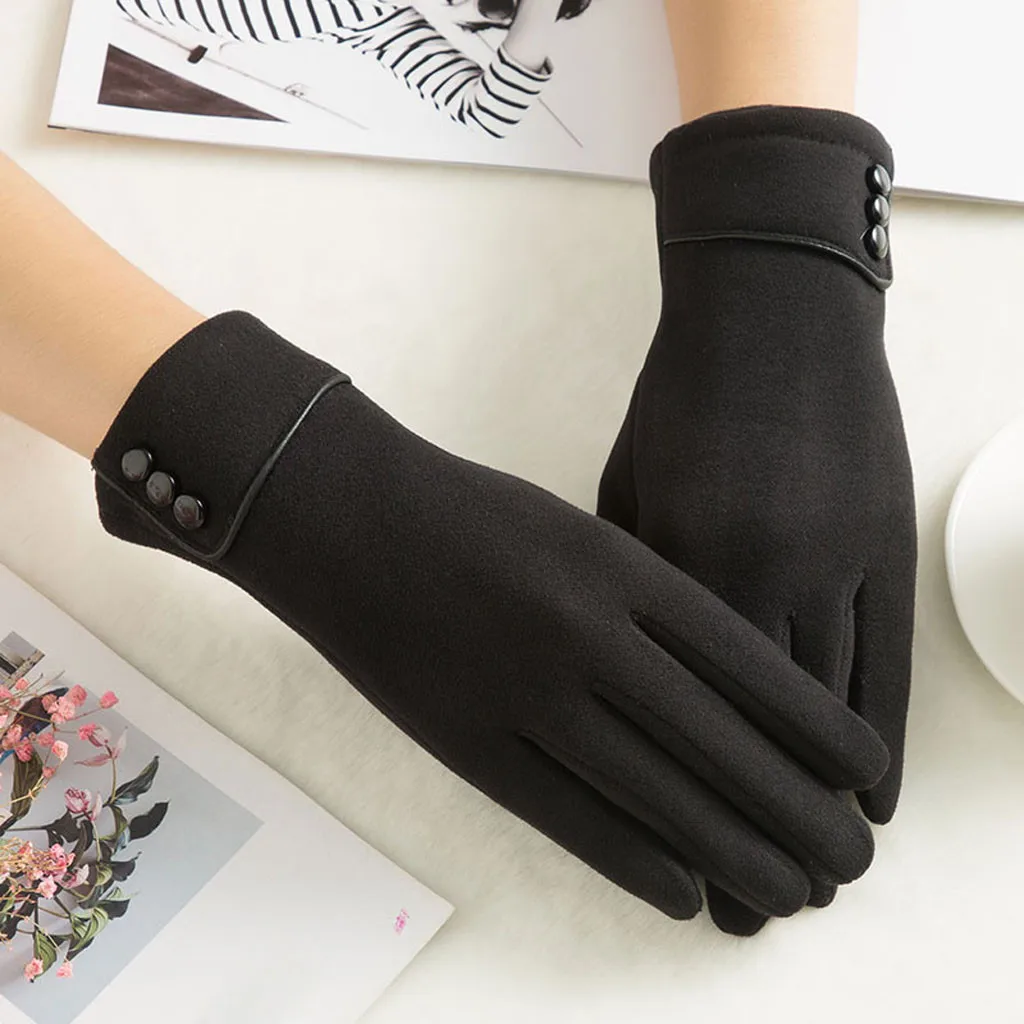 Женские перчатки зимние теплые женские на запястье варежки для вождения лыжного