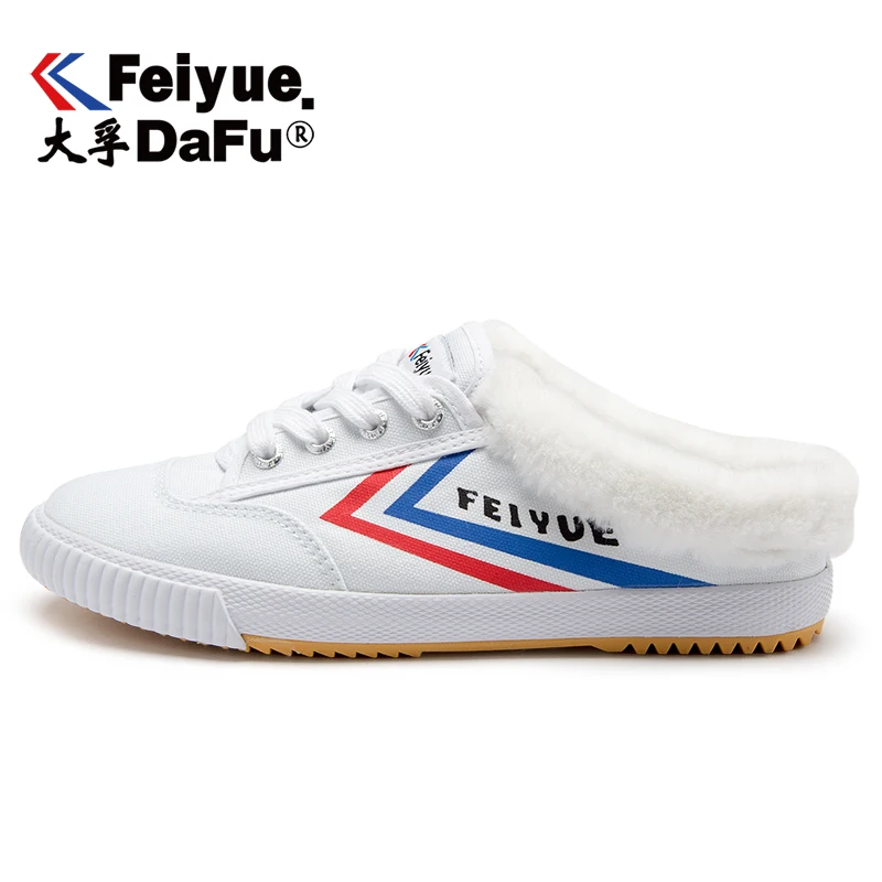 Женские парусиновые тапочки Feiyue классические зимние теплые Повседневные из