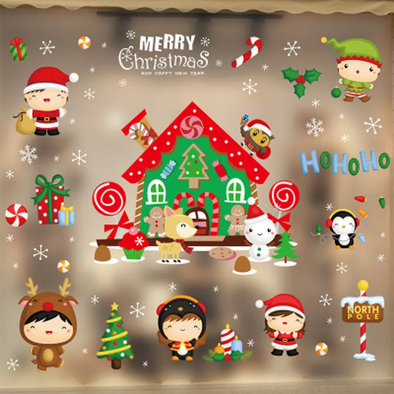 Navidad 2020 DIY оконная пленка Рождественская наклейка украшение на Хэллоуин