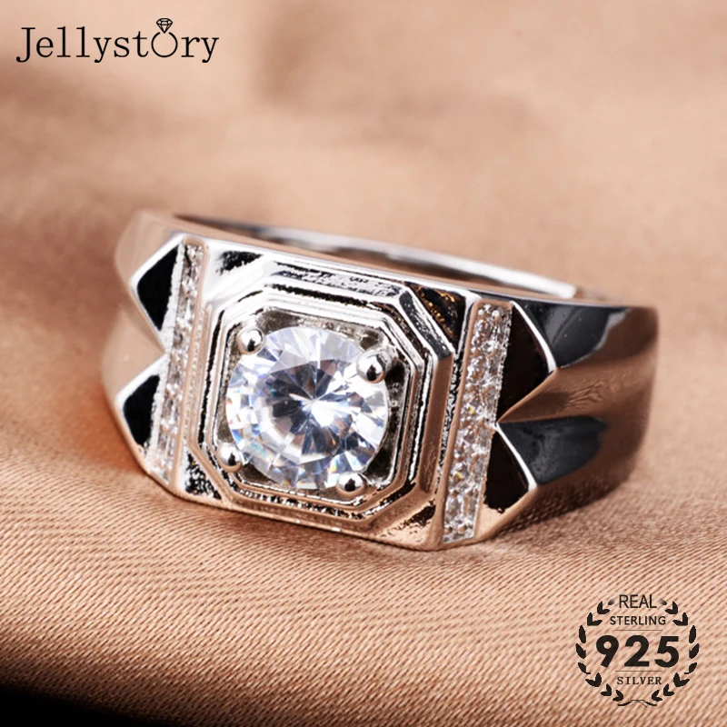 Роскошное кольцо Jellystory для мужчин серебряное ювелирное изделие с круглым