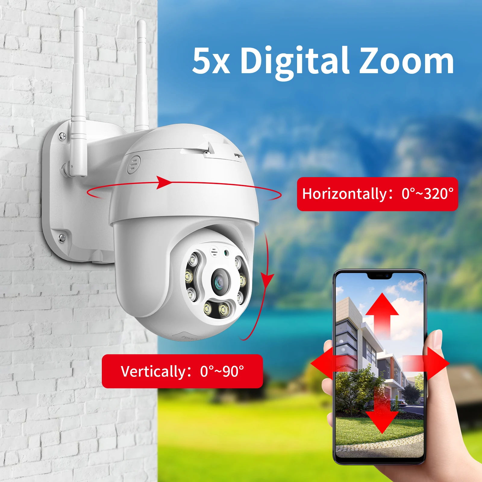 1080p 3mp 5mp ip camera wifi wireless outdoor camera full color night vision ptz camera audio network cctv surveillance camera free global shipping