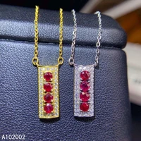 kjjeaxcmy fine jewelry natural ruby 925 sterling silver women gemstone pendant necklace chain support test fashion hot selling